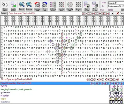 Torah Code matrix: Spaceship