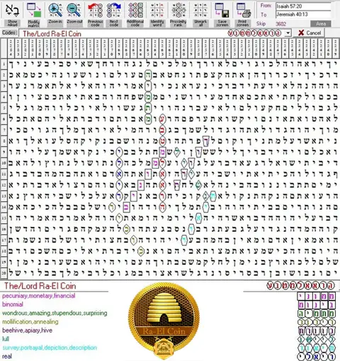 Torah Code matrix: Lord Ra El Coin