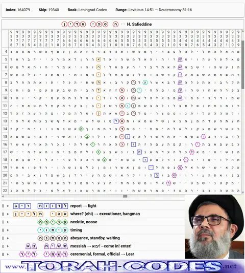 Torah Code matrix: H Safieddine