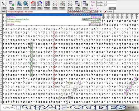 Torah Code matrix: Weapon King RayEl the Owner