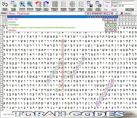Torah Code matrix: Moon Final Imam