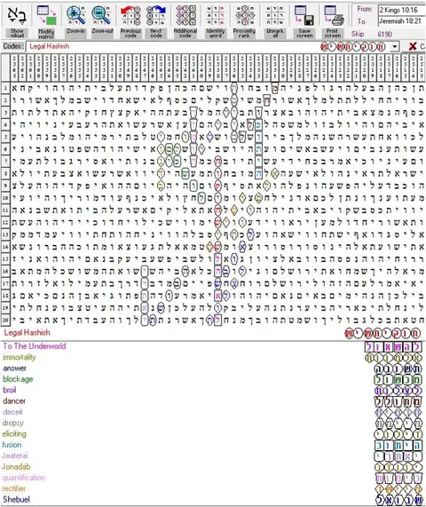Torah Code matrix: Hashish 2