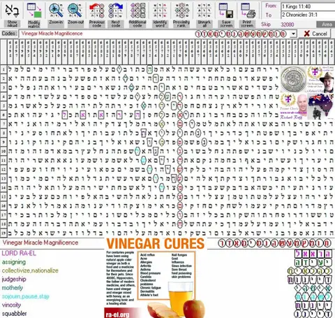Torah Code matrix: Vinegar Miracle Magnificence