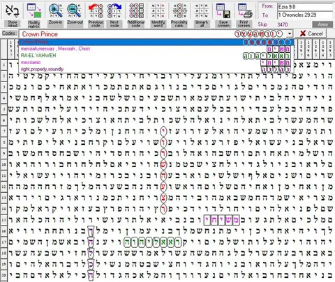 Torah Code matrix: Crown Prince Messiah Ra El