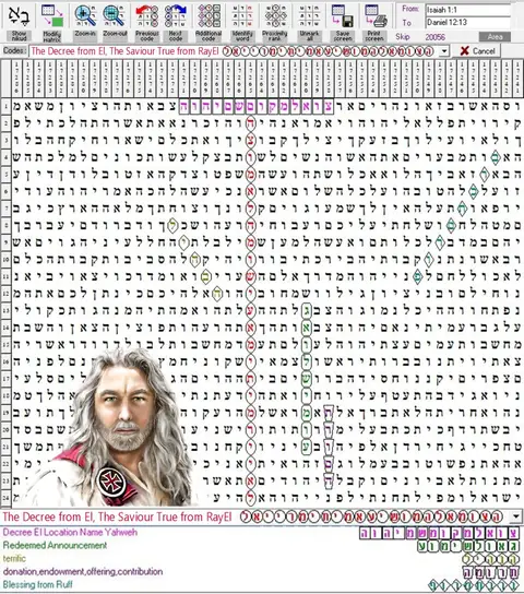 Torah Code matrix: Decree El Savior True RayEl