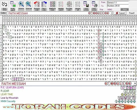 Torah Code matrix: Faith Messiah