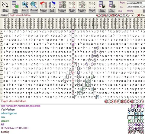 Torah Code matrix: RayEl Messiah 2 Prithee