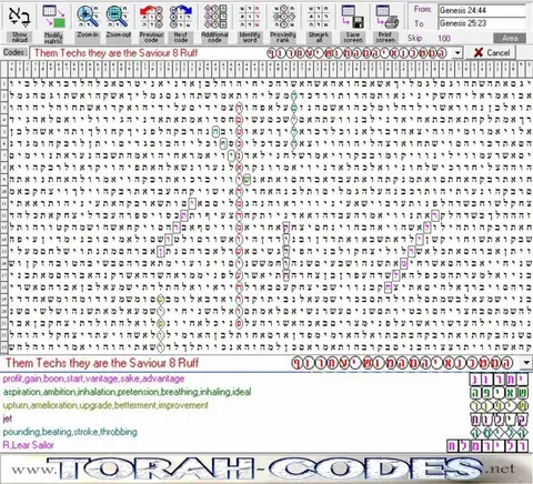 Torah Code matrix: Techs the Saviour 8 Ruff