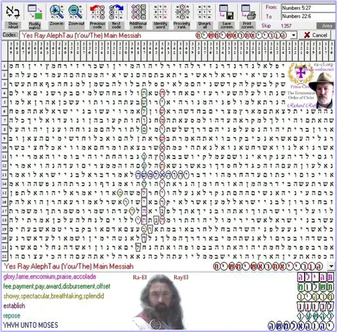 Torah Code matrix: Yes Ray the Main Messiah