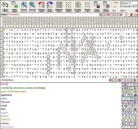 Torah Code matrix: Anonymous