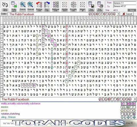 Torah Code matrix: Facebook