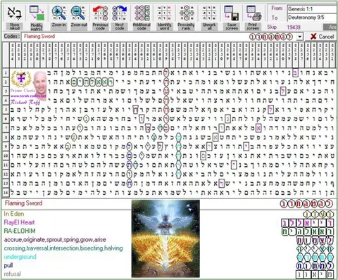 Torah Code matrix: Flaming Sword 1