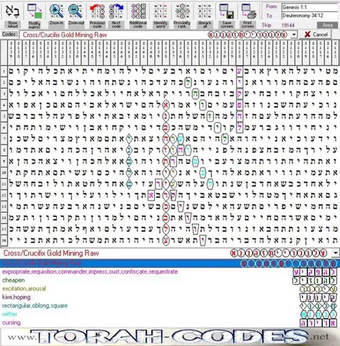 Torah Code matrix: Gold Mining