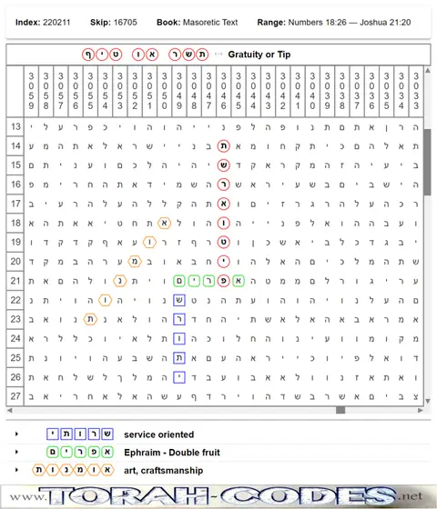 Torah Code matrix: Gratuity or Tip