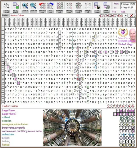 Torah Code matrix: Hadron Collider