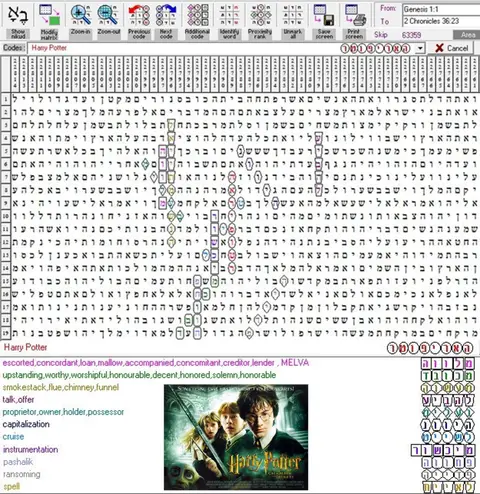 Torah Code matrix: Harry Potter
