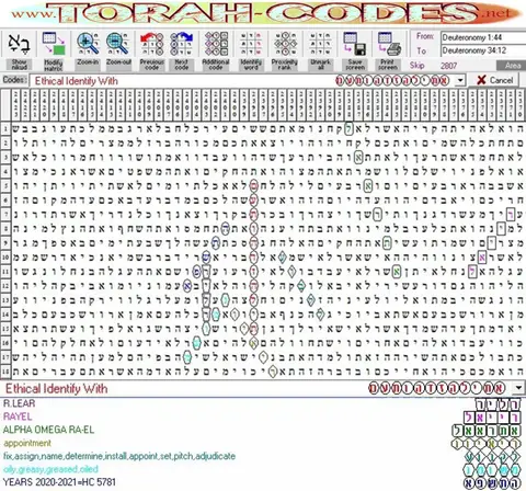 Torah Code matrix: Identify