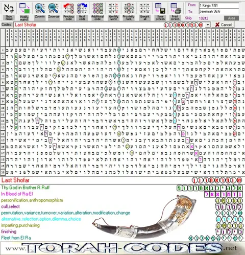 Torah Code matrix: Last Shofar