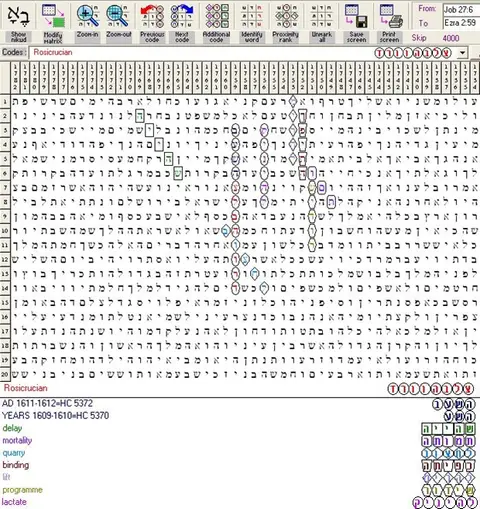 Torah Code matrix: Rosicrucian 1