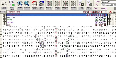 Torah Code matrix: Stone Coronation