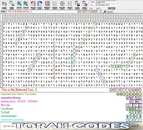Torah Code matrix: This Is My Beloved Son