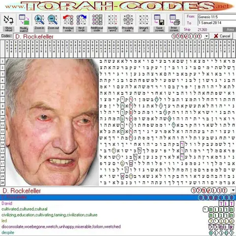 Torah Code matrix: D. Rockefeller