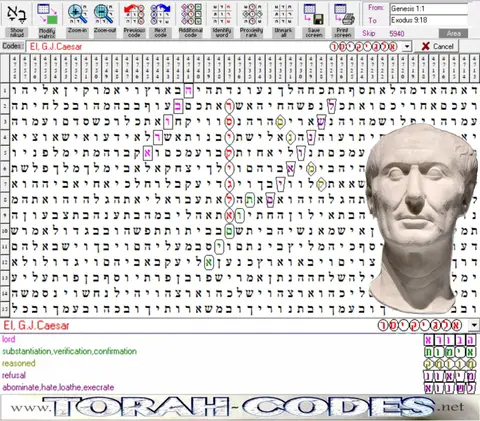 Torah Code matrix: G J Caesar