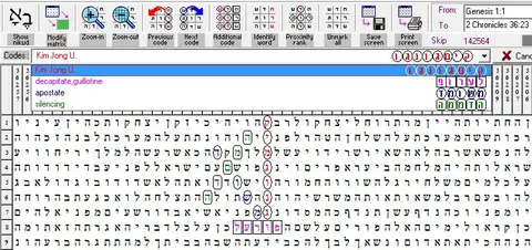Torah Code matrix: Kim Jong