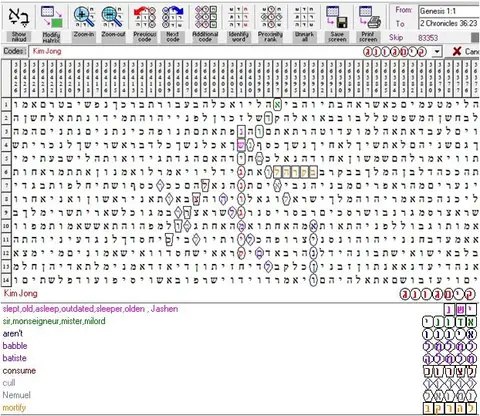 Torah Code matrix: Kim Jong 12