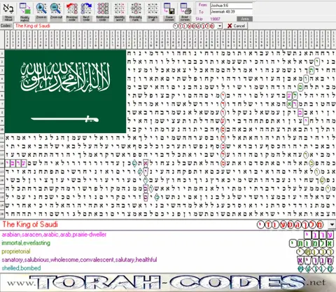 Torah Code matrix: King of Saudi