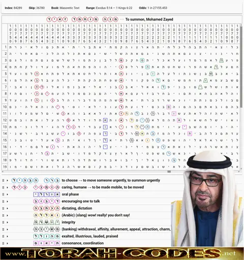 Torah Code matrix: Mohamed Zayed
