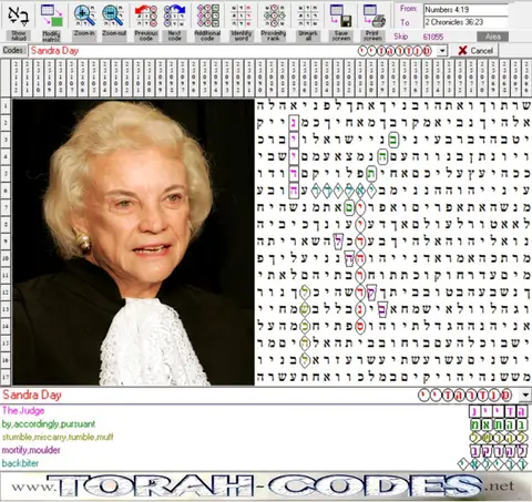Torah Code matrix: Sandra Day