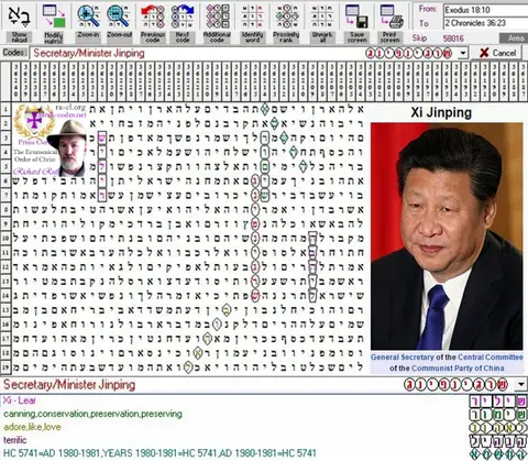 Torah Code matrix: Xi Jinping
