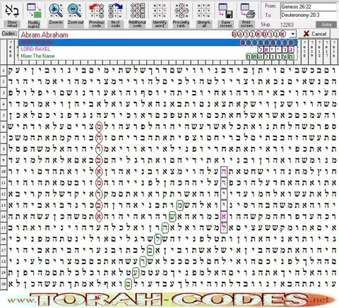 Torah Code matrix: Abram Abraham
