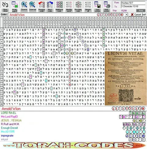 Torah Code matrix: Arnold Wion
