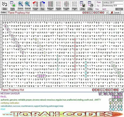 Torah Code matrix: Flame Prophesy Hot