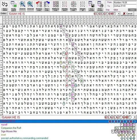Torah Code matrix: Isaiah He Is Me