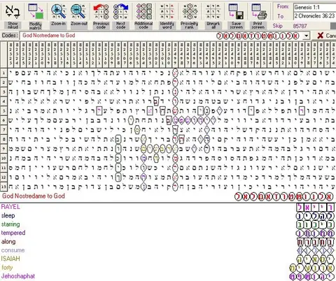 Torah Code matrix: Nostredame