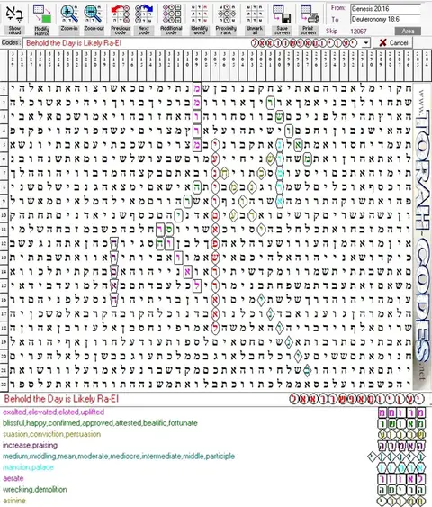 Torah Code matrix: Behold Day Likely Ra El