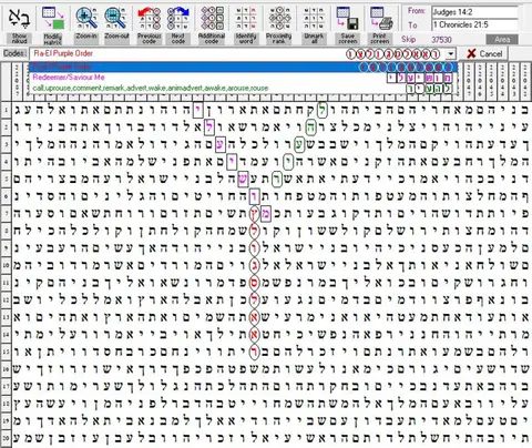 Torah Code matrix: Ra El Purple Order