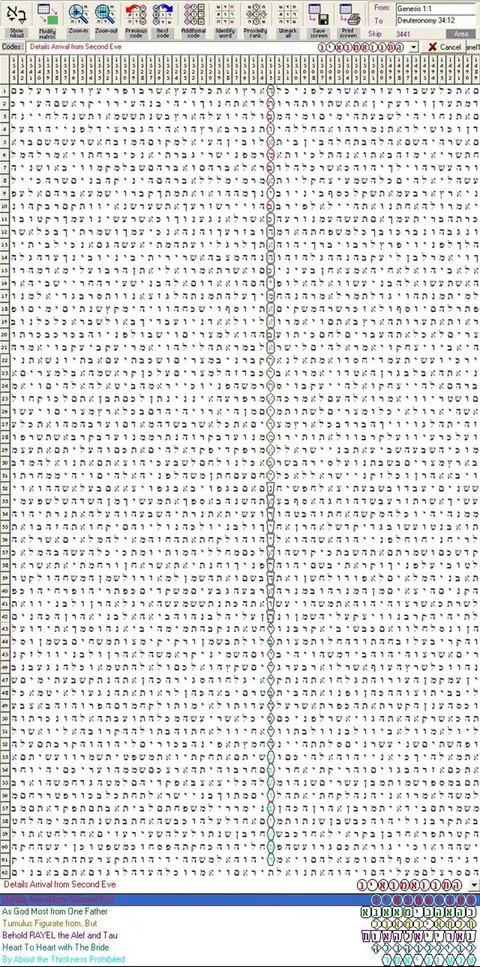 Torah Code matrix: Long Code