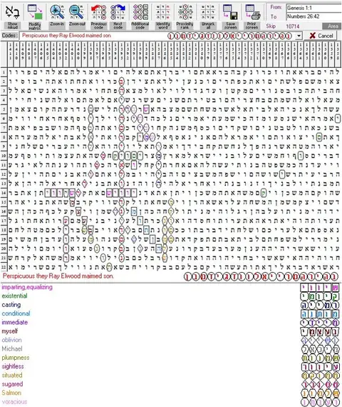Torah Code matrix: Elwood 5 A