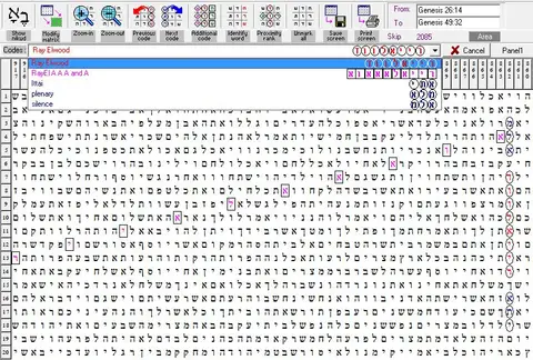 Torah Code matrix: Ray Elwood 1