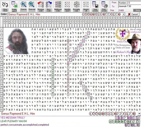 Torah Code matrix: Raymond E H L