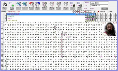 Torah Code matrix: Raymond Elwood Lear