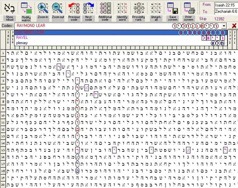 Torah Code matrix: Raymond Lear RayEl