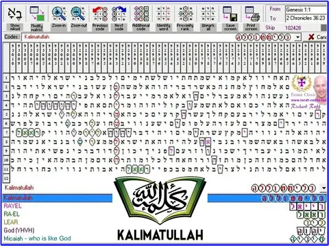 Torah Code matrix: Kalimatullah