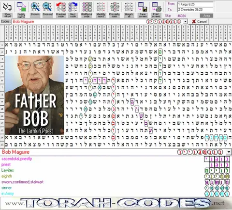 Torah Code matrix: Bob Maguire