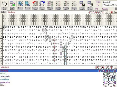 Torah Code matrix: Ginsburg