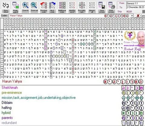 Torah Code matrix: Harun Yahya 10
